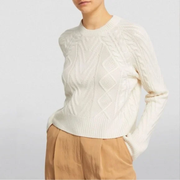 Rag Bone Pierce Cashmere Cable-Knit Sweater In Ivory Size Small